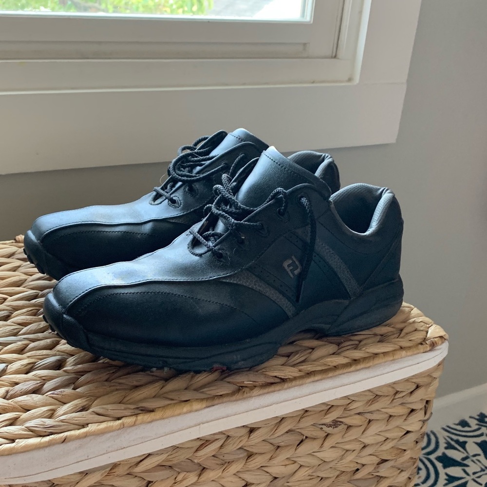 FootJoy Mens Size 11.5 Black Lace Up Golf Shoes